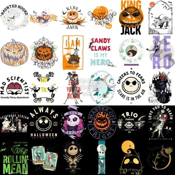 60 Halloween Nightmare Movie Designs Bundle PNG