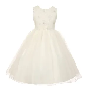 Big Girls Ivory Organza Sparkly Elegant Occasion Dress 8-12