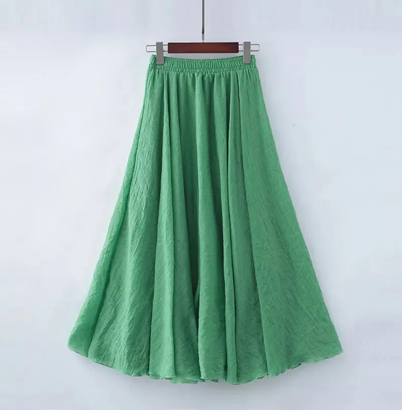 Boho Chic Pleated Long Skirt for Beach Lovers