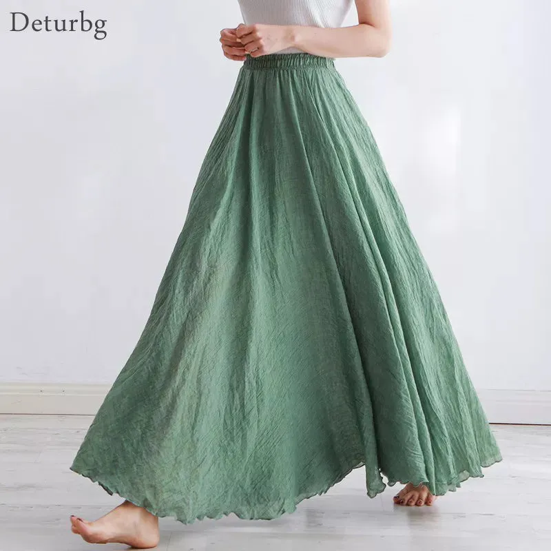 Boho Chic Pleated Long Skirt for Beach Lovers