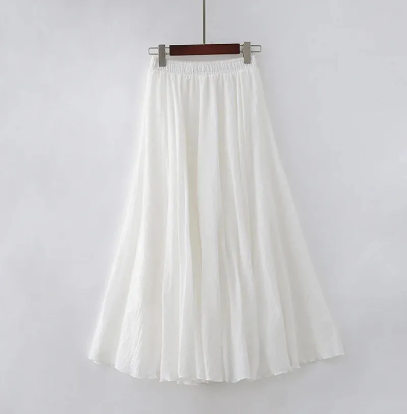 Boho Chic Pleated Long Skirt for Beach Lovers