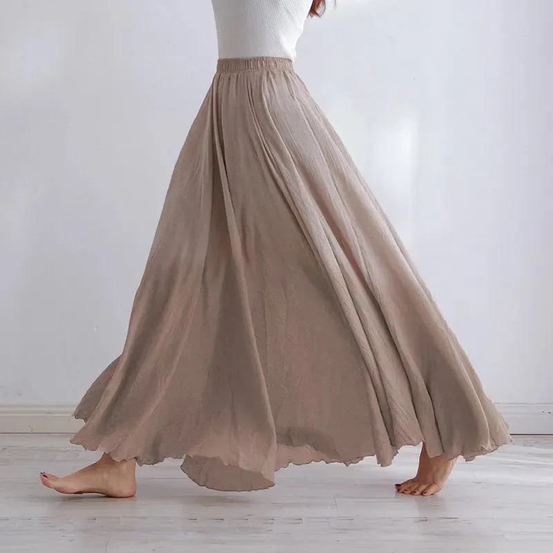 Boho Chic Pleated Long Skirt for Beach Lovers