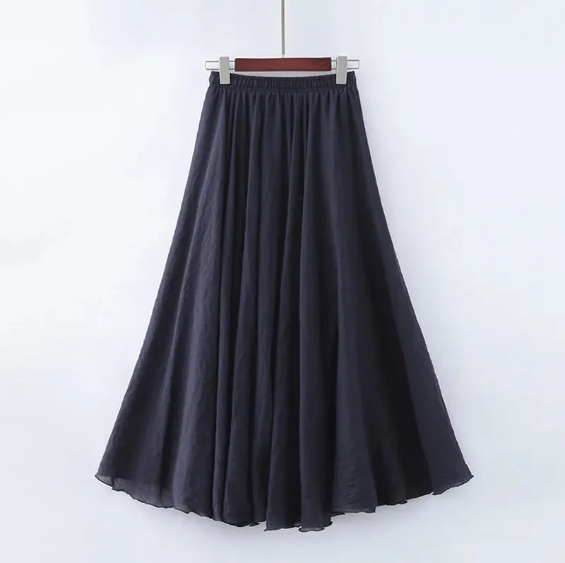 Boho Chic Pleated Long Skirt for Beach Lovers