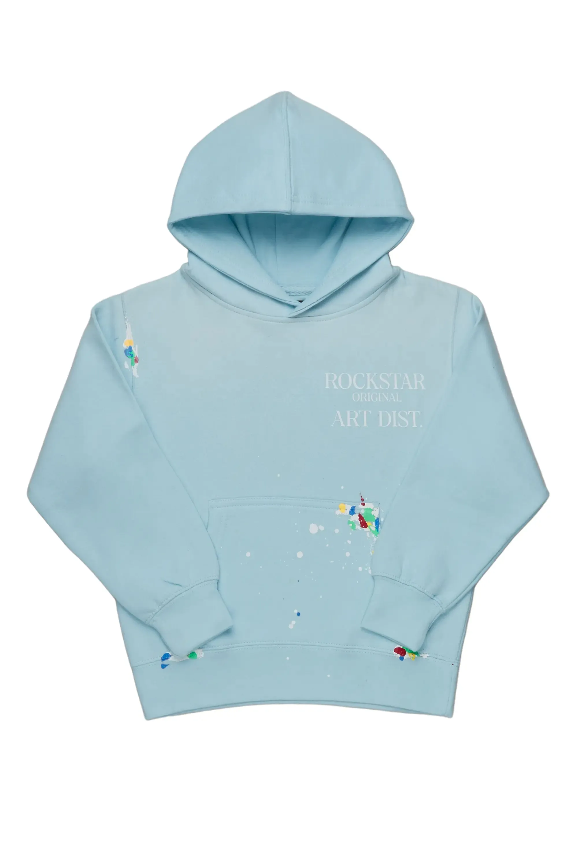 Boys Rockstar Art Dist. Sky Blue Graphic Hoodie