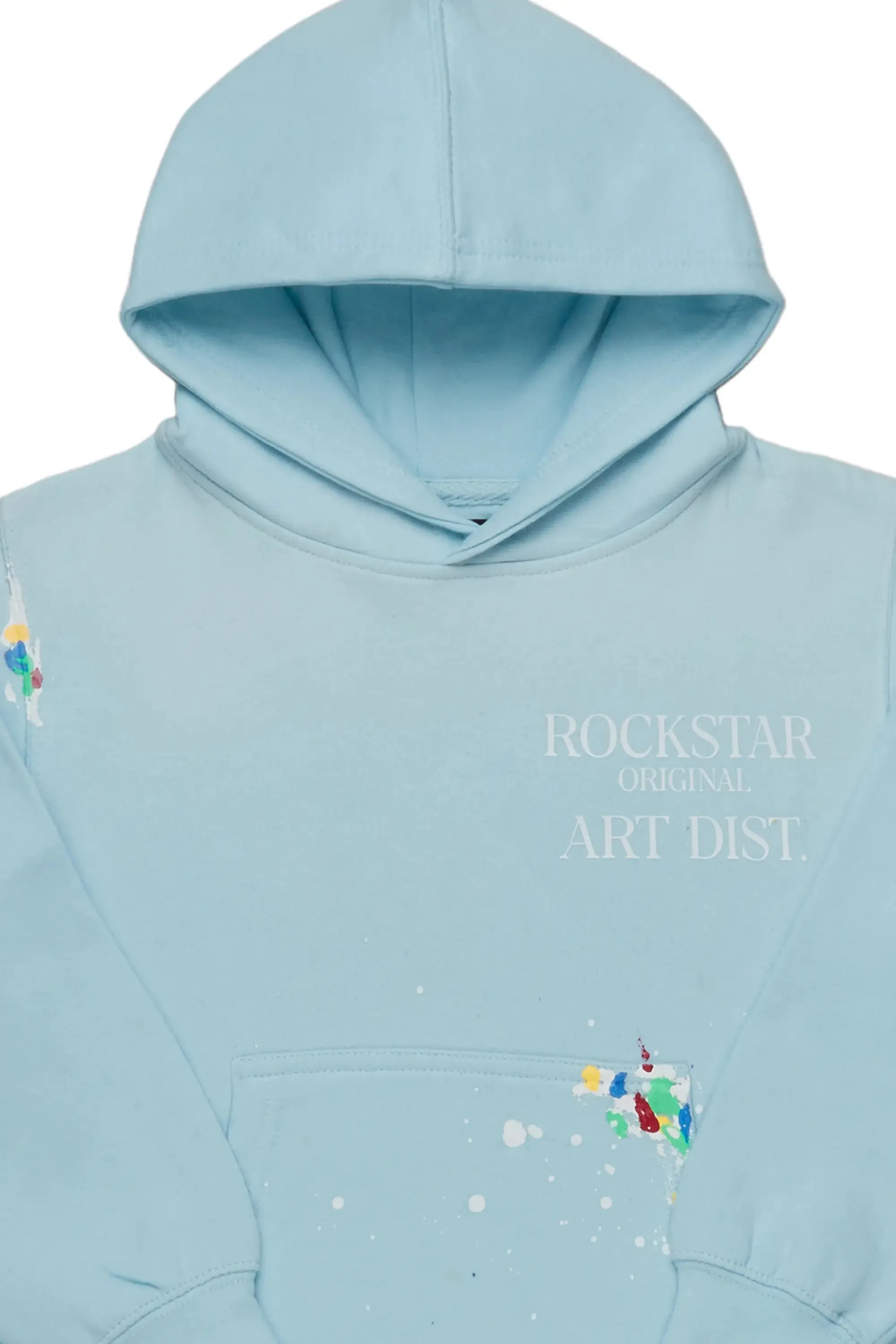 Boys Rockstar Art Dist. Sky Blue Graphic Hoodie