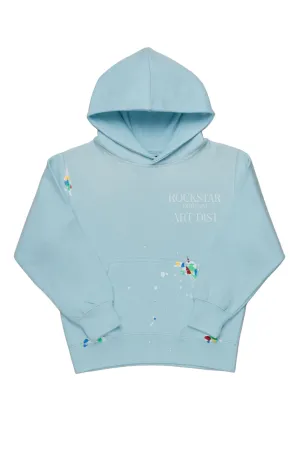 Boys Rockstar Art Dist. Sky Blue Graphic Hoodie