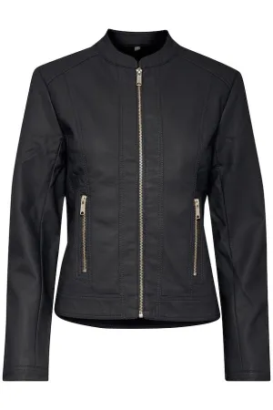 Byoung Byacom Faux Leather Jacket Black