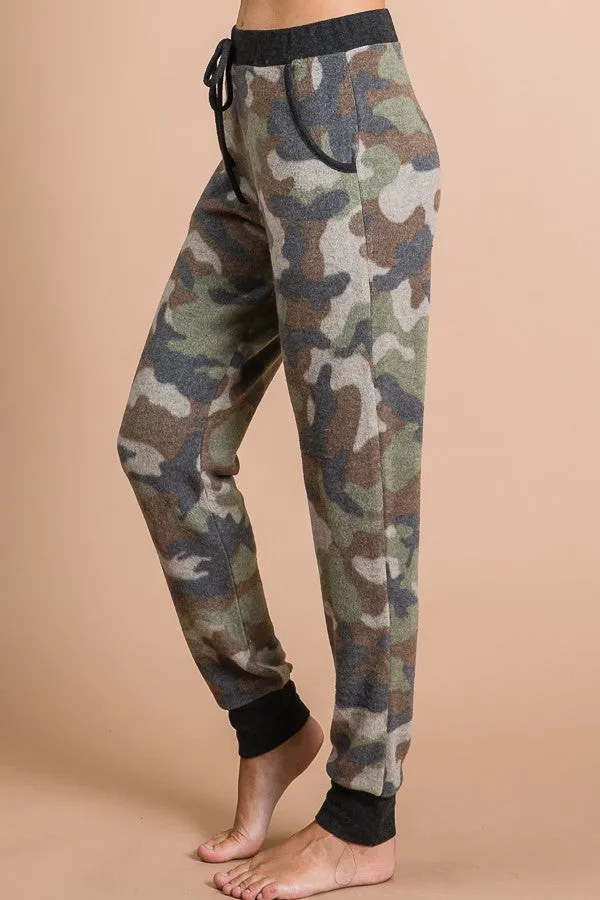 Camo Print Drawstring Jogger Pants