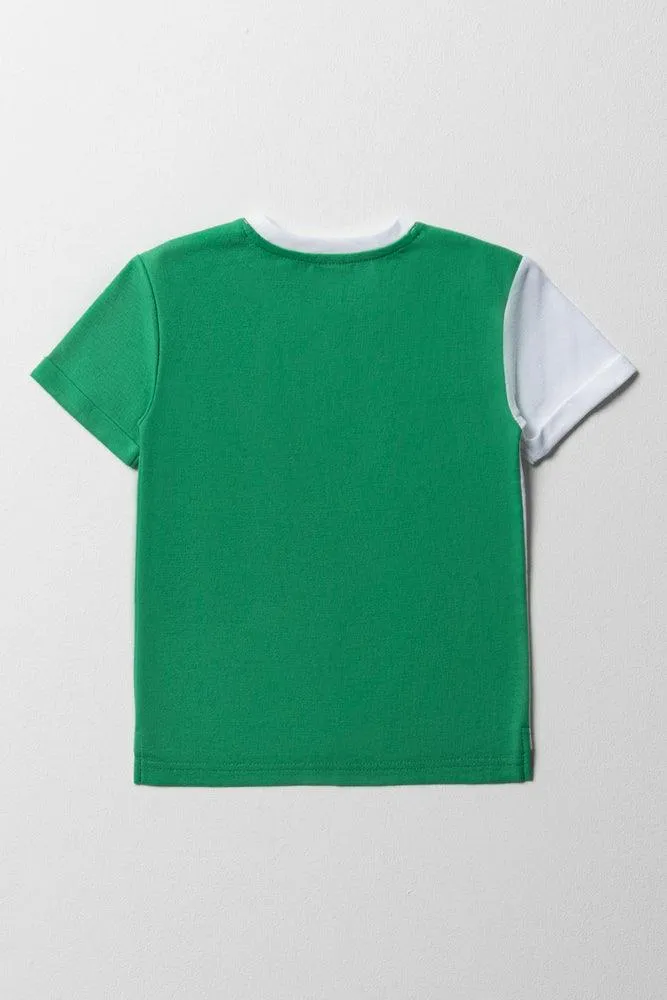 Colourblock Short Sleeve T-Shirt White & Green