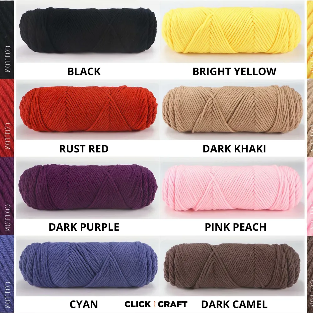 Dark Khaki Knitting Cotton Yarn | 8-ply Light Worsted Double Knitting