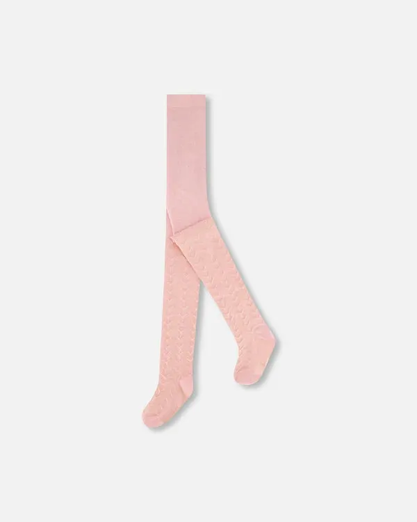 Deux Par Deux Knit Tights - Silver Pink