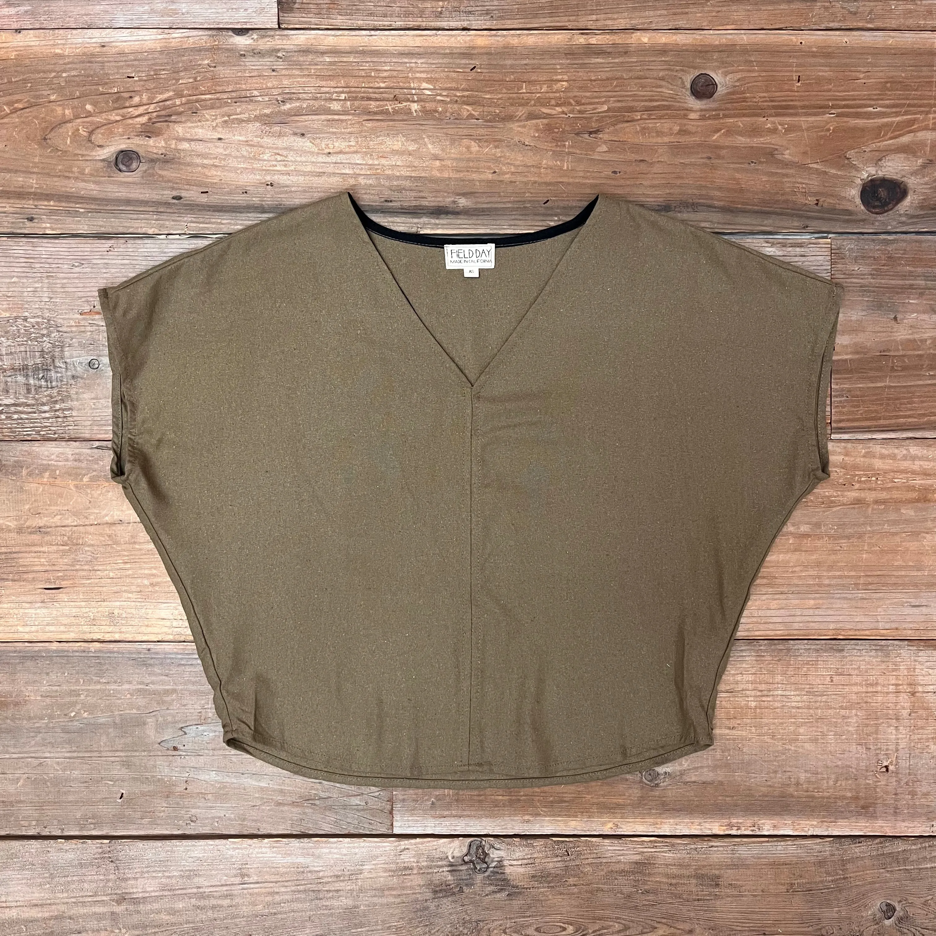 Dolman Top in Olive Raw Silk