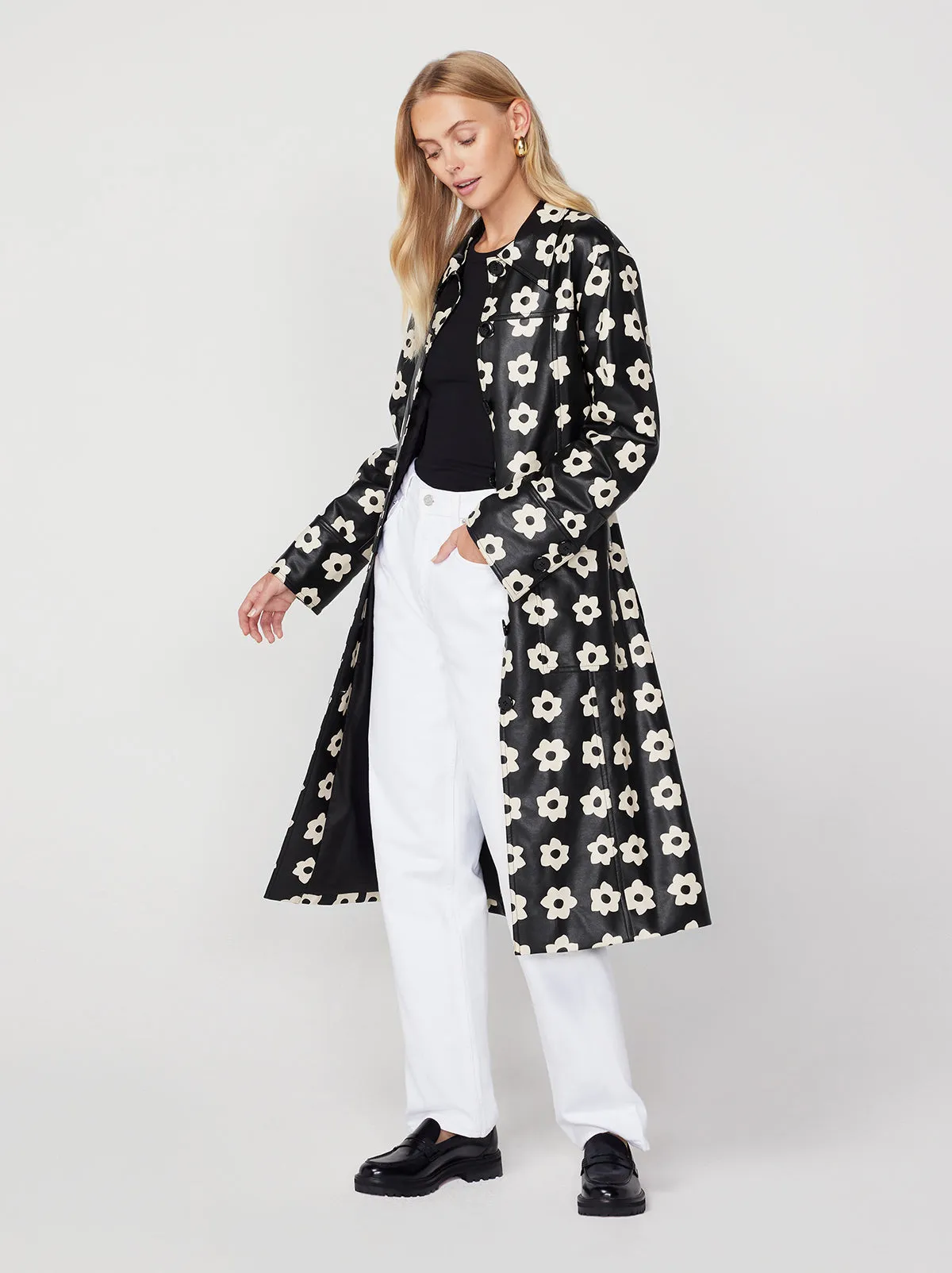 Dominique Black Tiled Floral Coat