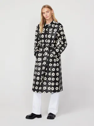 Dominique Black Tiled Floral Coat