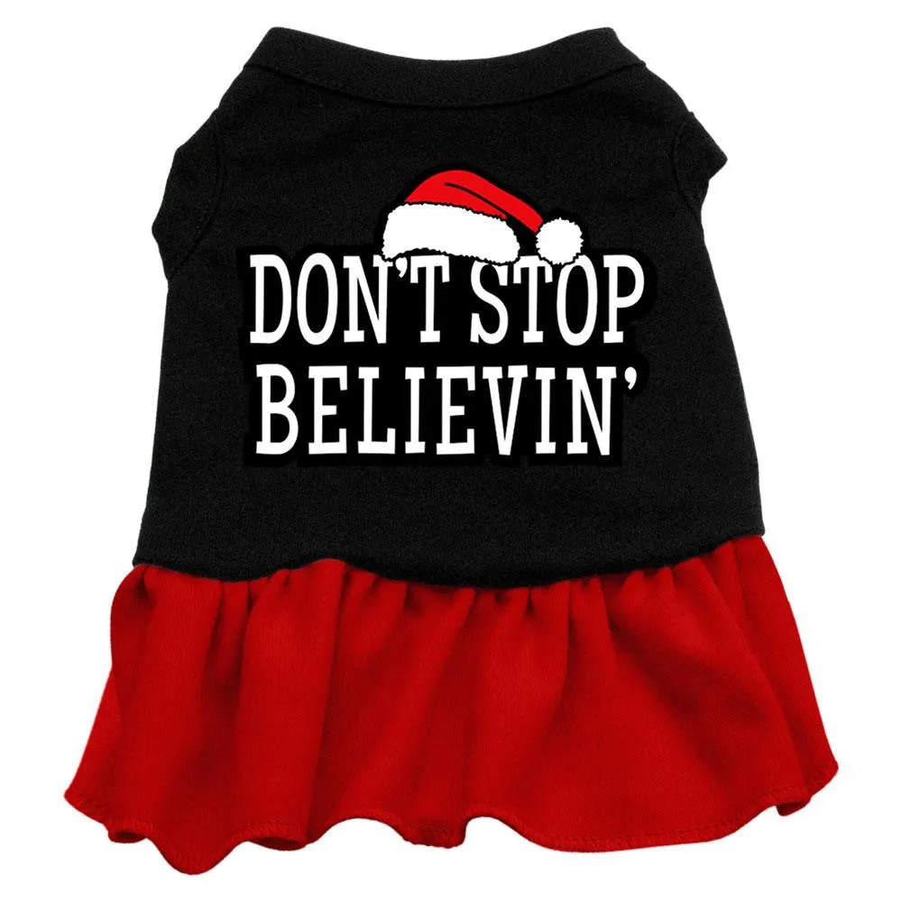 Don't Stop Believin' Screen Print Dress Black with Red Med (12)