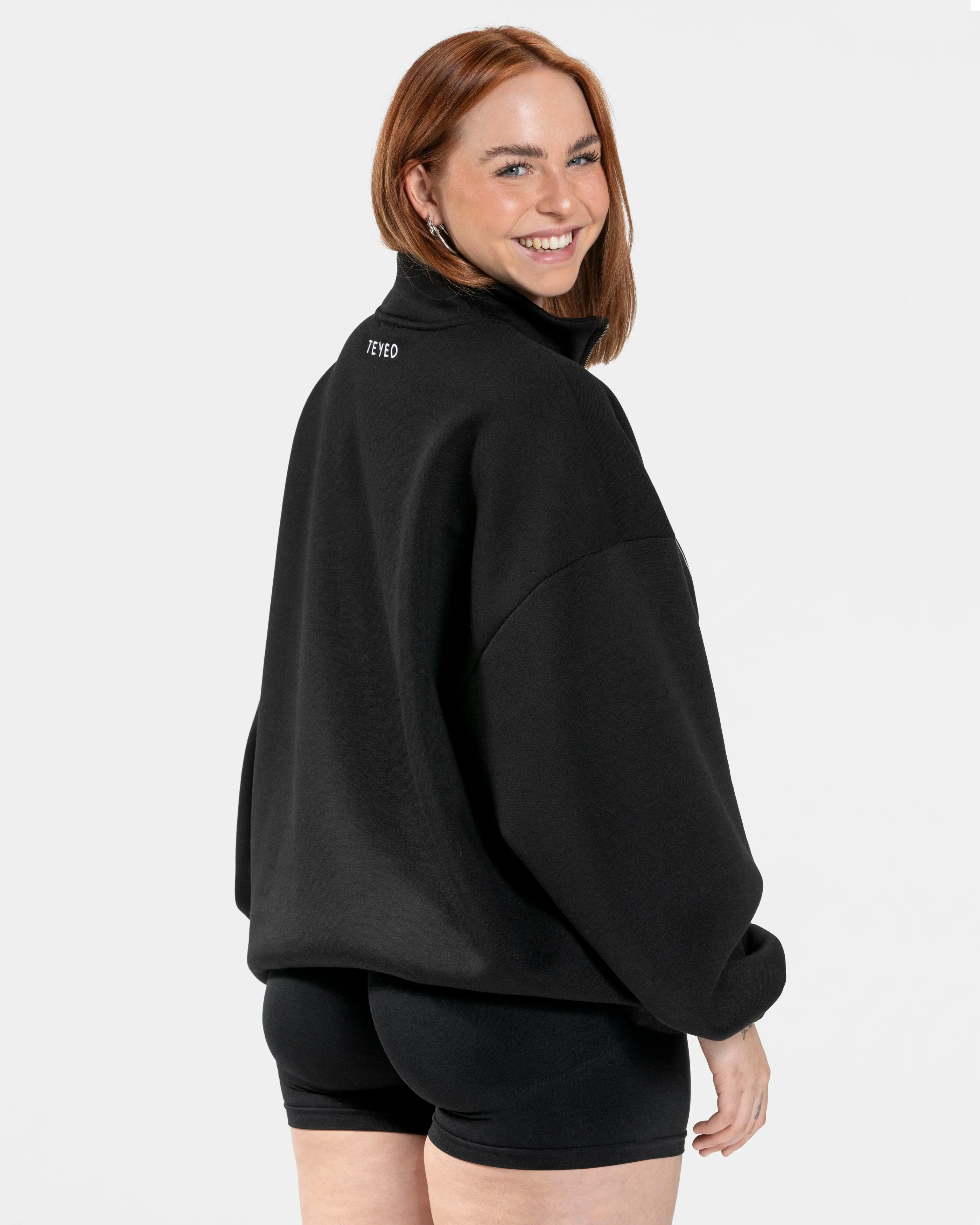 Femme Half Zip Sweater "Schwarz"