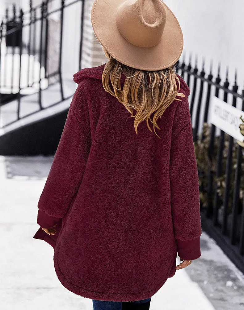 Furry Long Coat Winter Long-sleeved Women Double-faced Fleece Coat