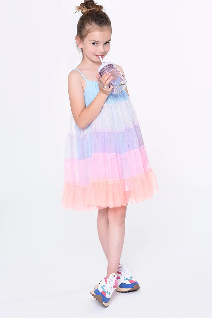 Girls Dress Billieblush Rainbow Tulle