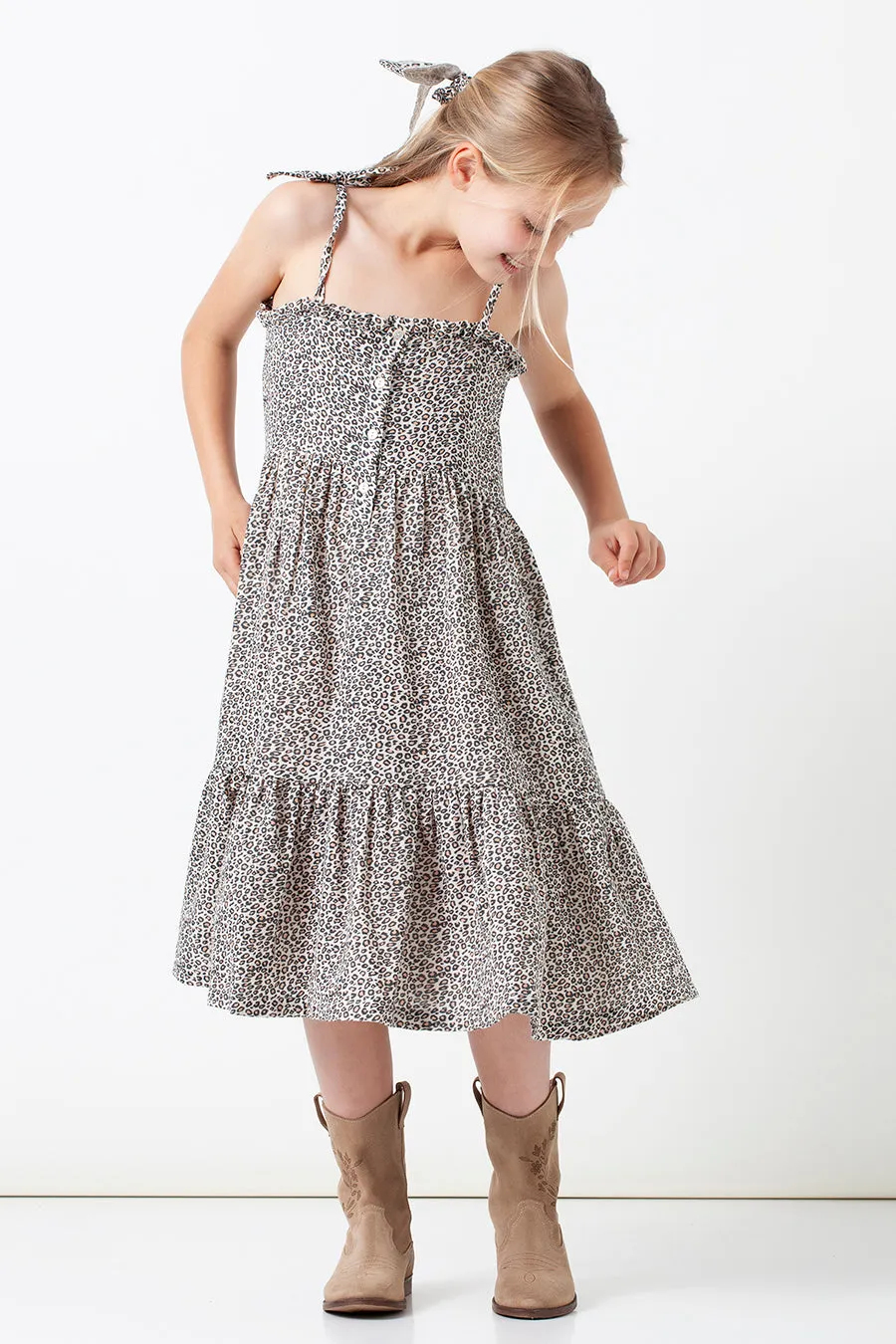 Girls Sundress Tocoto Vintage Leopard