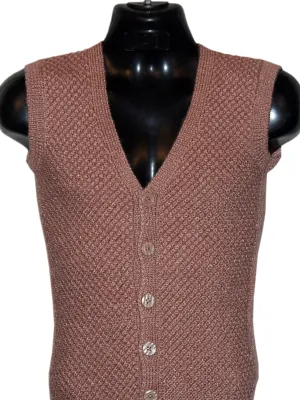 Graceful Look With Red Wood Woollen Graminarts Half Cardigan For Men