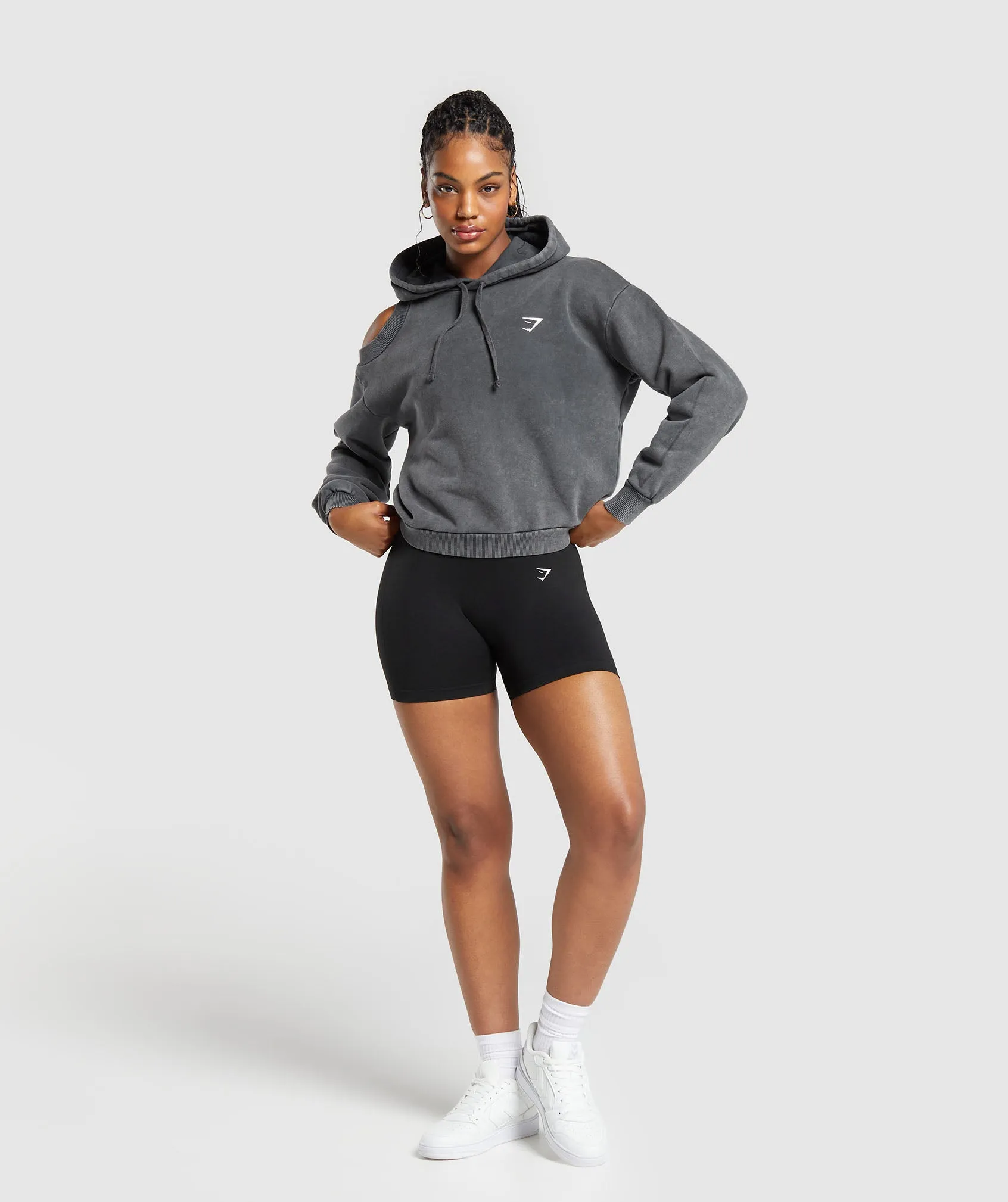 Gymshark Washed Cut Out Hoodie - Black