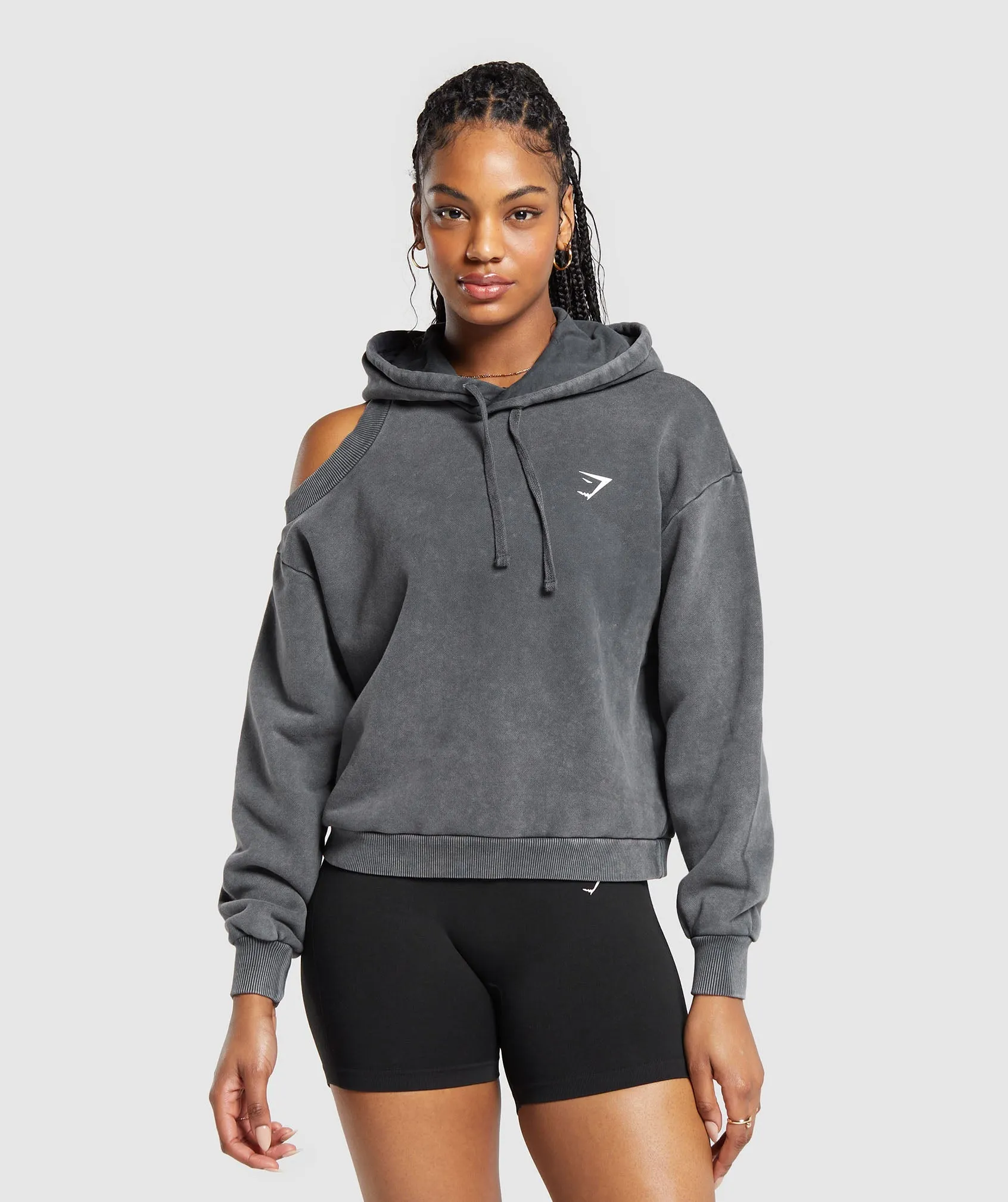 Gymshark Washed Cut Out Hoodie - Black