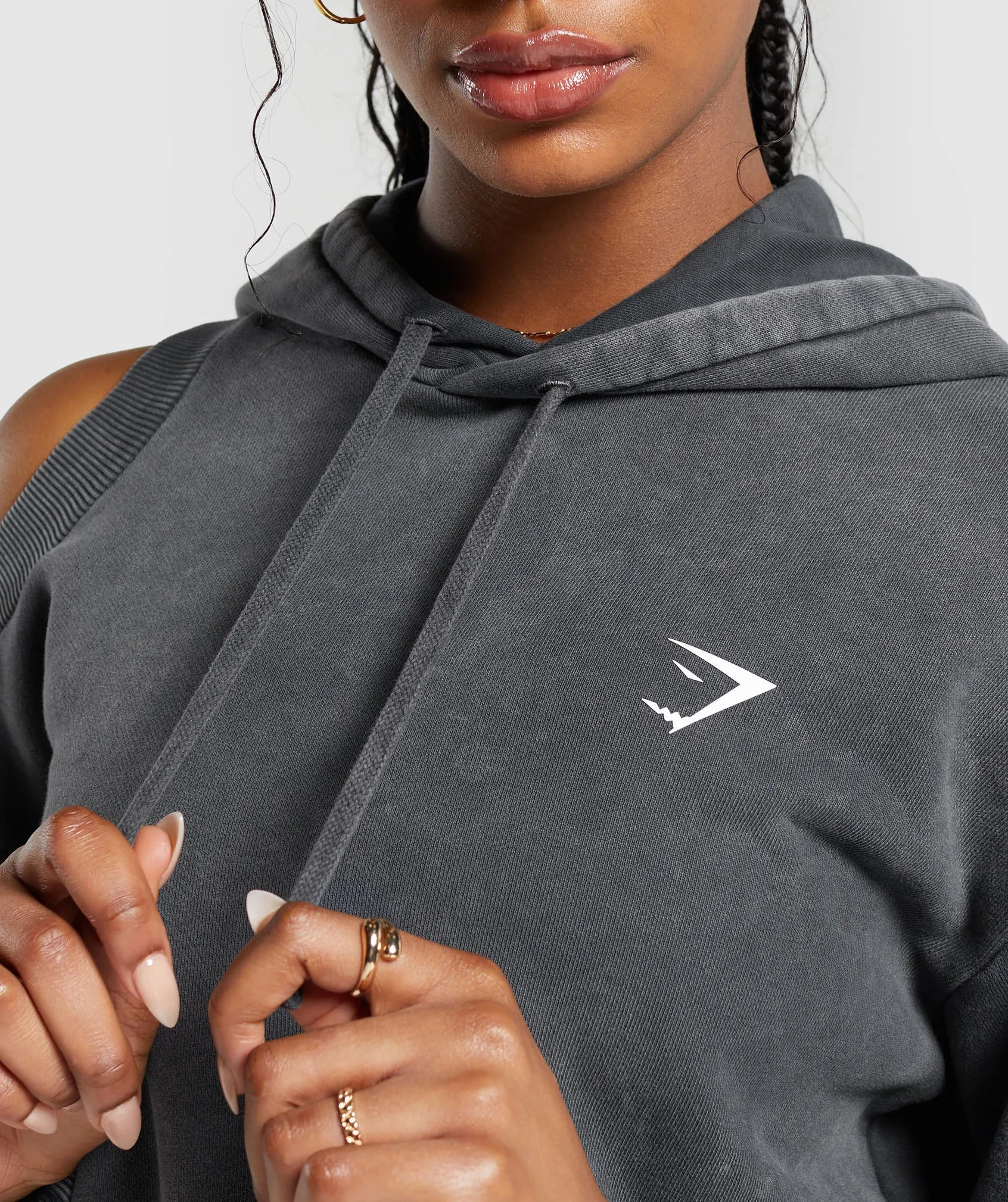 Gymshark Washed Cut Out Hoodie - Black