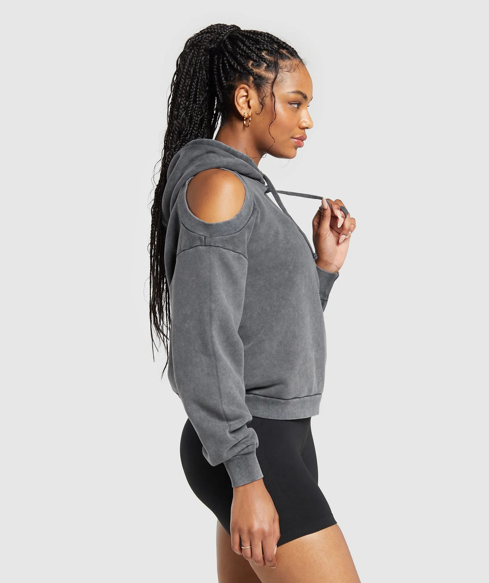 Gymshark Washed Cut Out Hoodie - Black