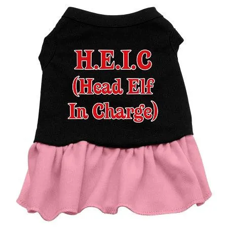 Head Elf in Charge Screen Print Dress Black with Pink XXXL (20)