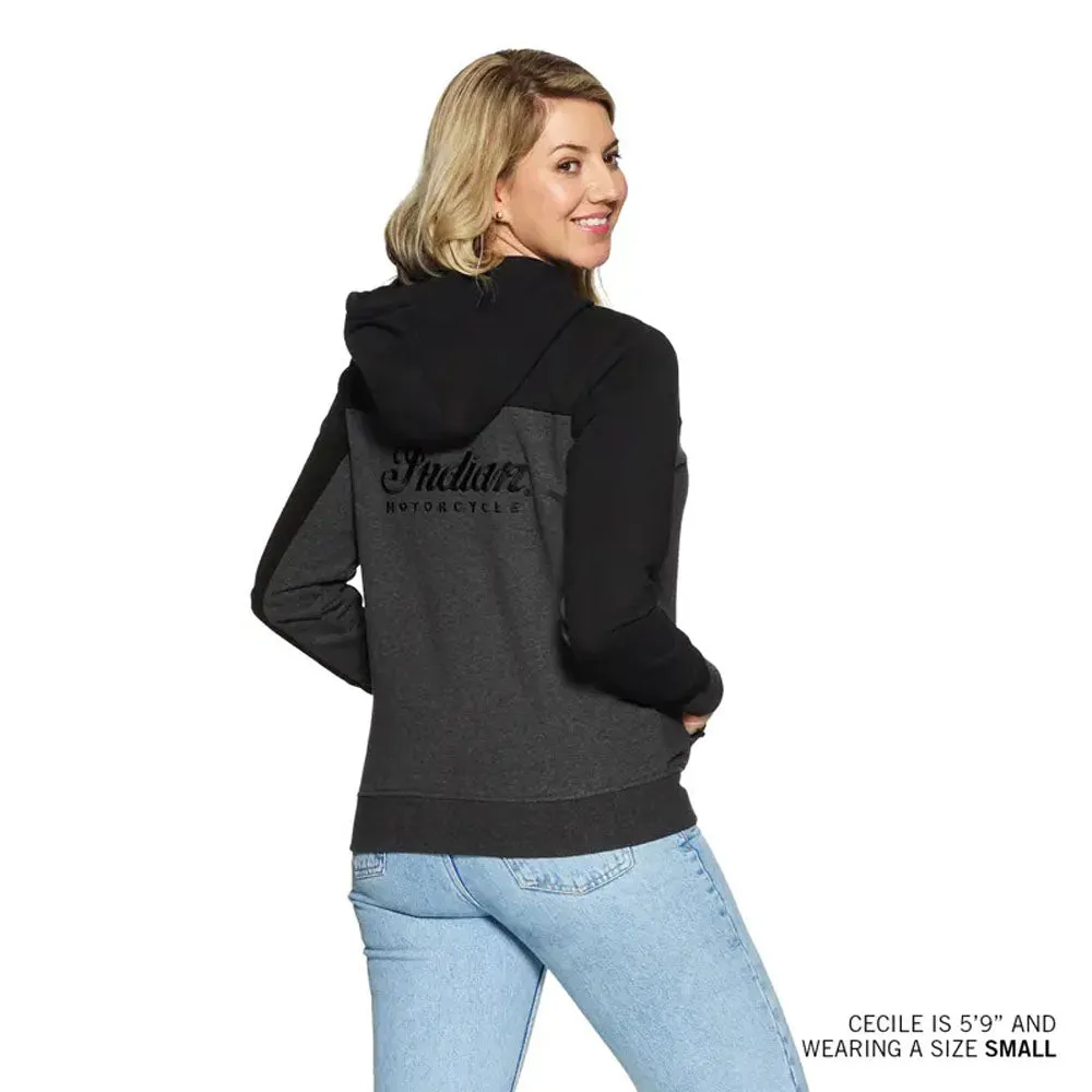 Indian Motorcycle Womens Colorblock Script Hoodie Gray