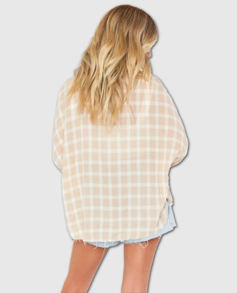 Jessica's Button Down Cream Plaid