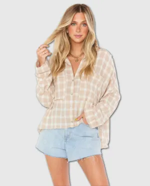 Jessica's Button Down Cream Plaid