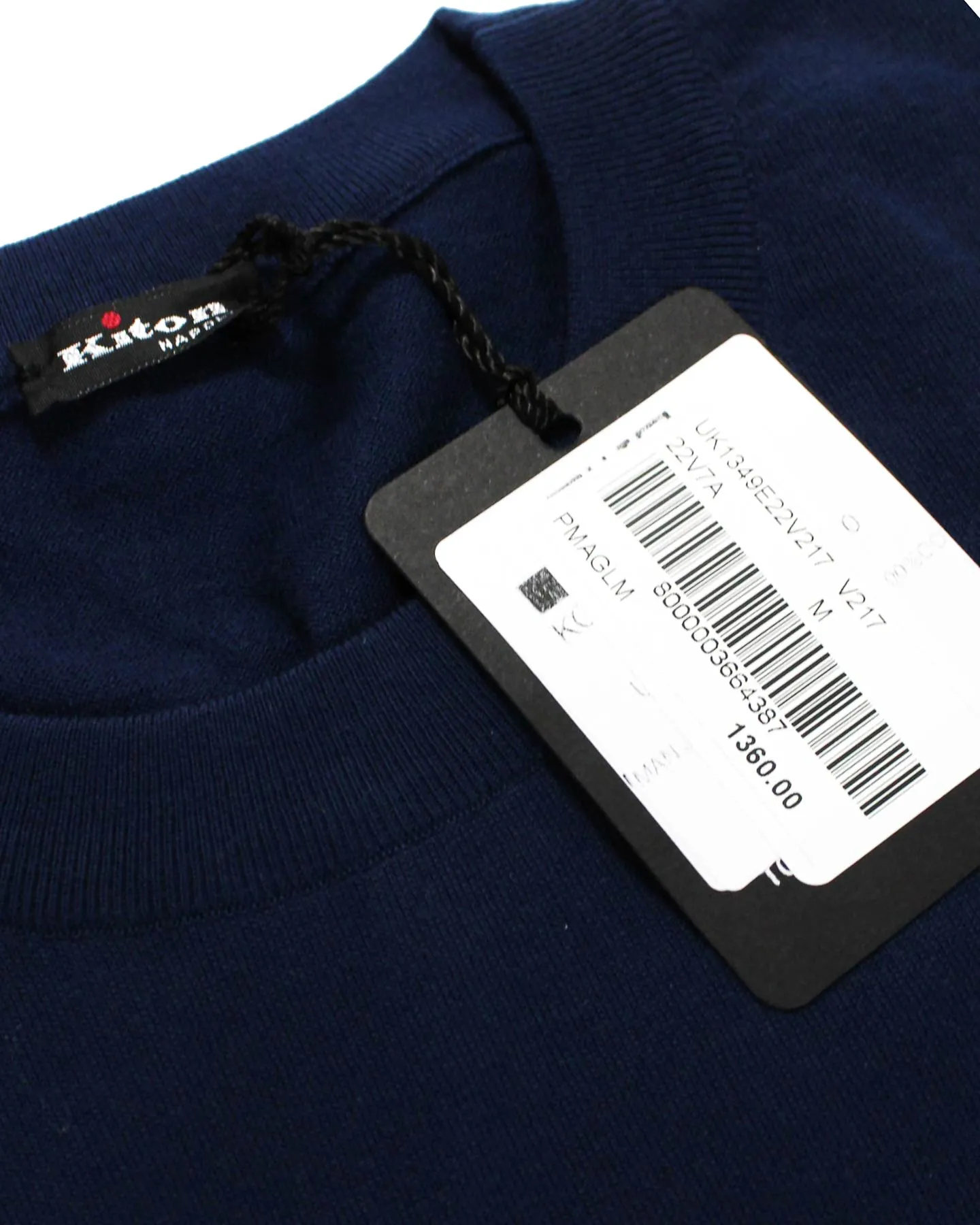 Kiton Short Sleeve Sweater Navy Royal Blue Logo Sleeves EU 50/ M SALE