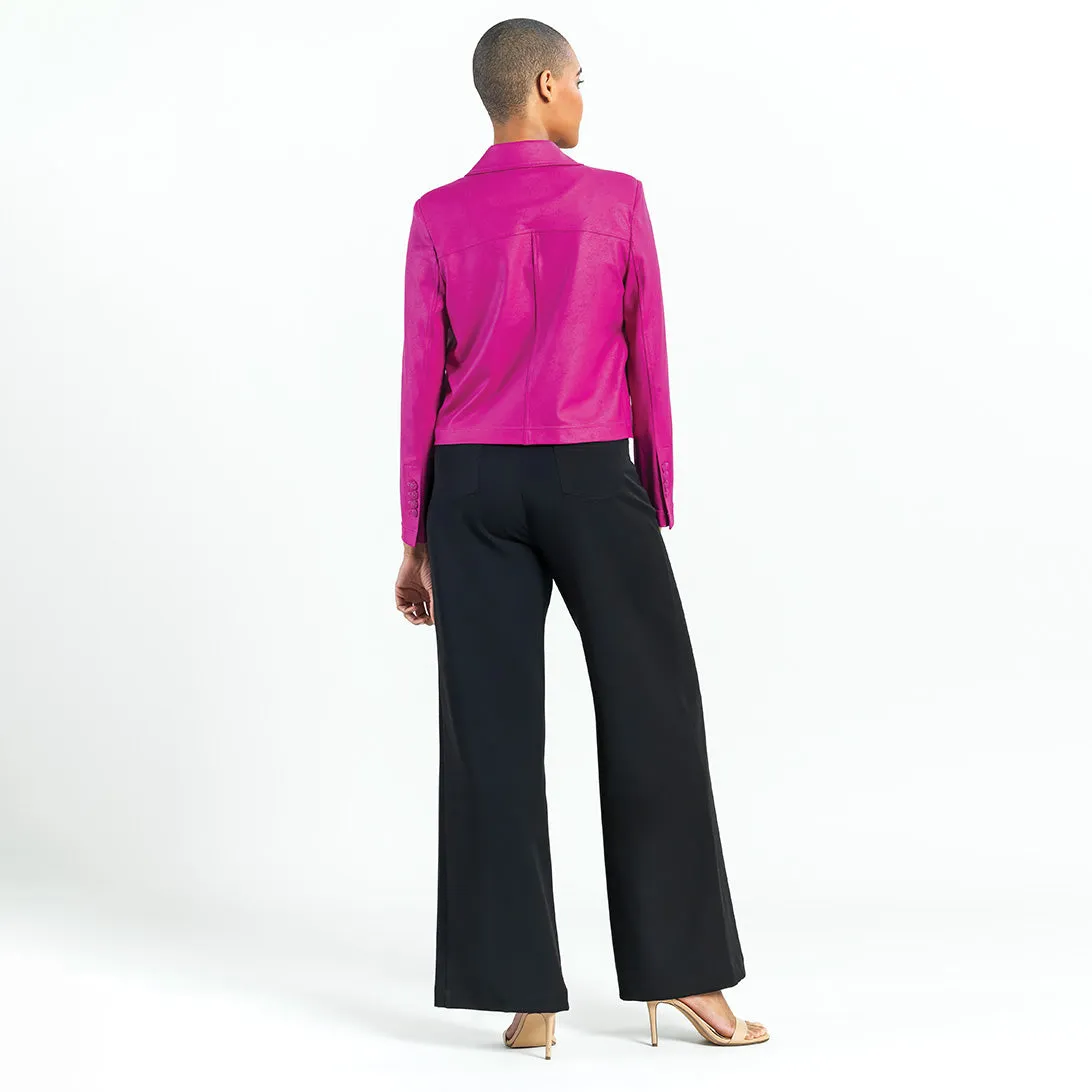 Liquid Leather™ Cropped Tuxedo Blazer - Magenta - Limited Sizes!