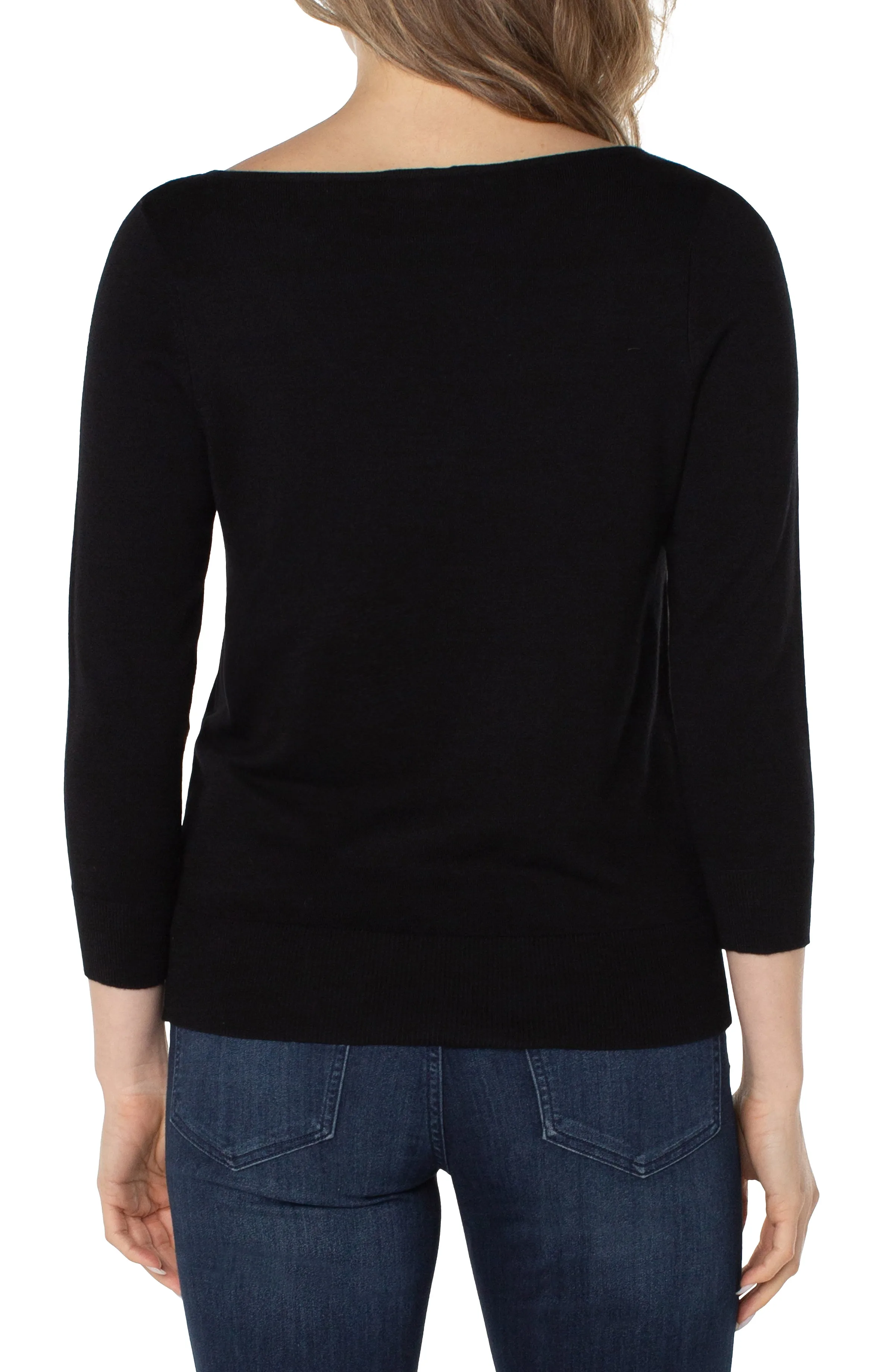 Liverpool 3/4 Sleeve Sweater w/Rhinestones (black)