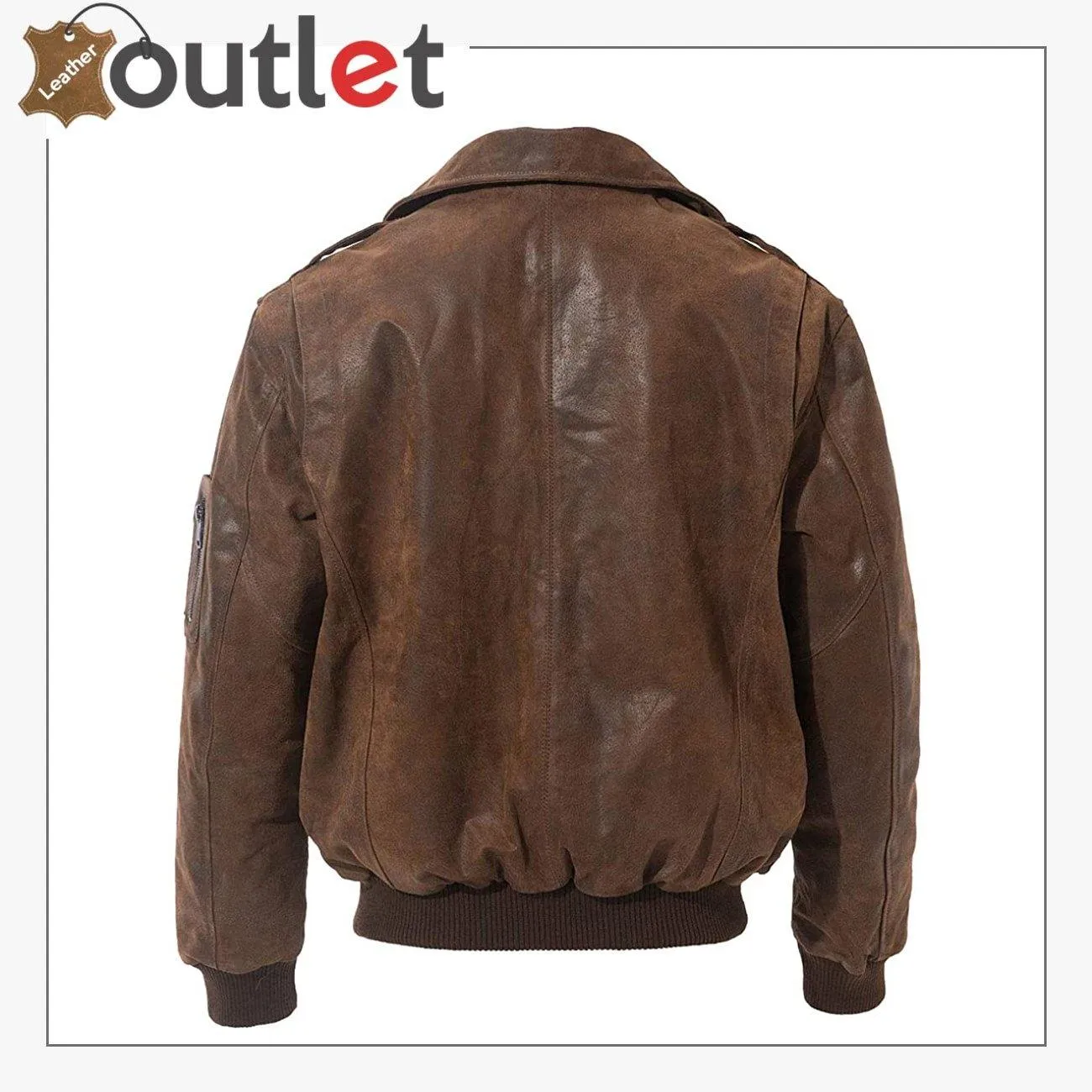 Mens Leather Flight Bomber Jacket Air Force Aviator