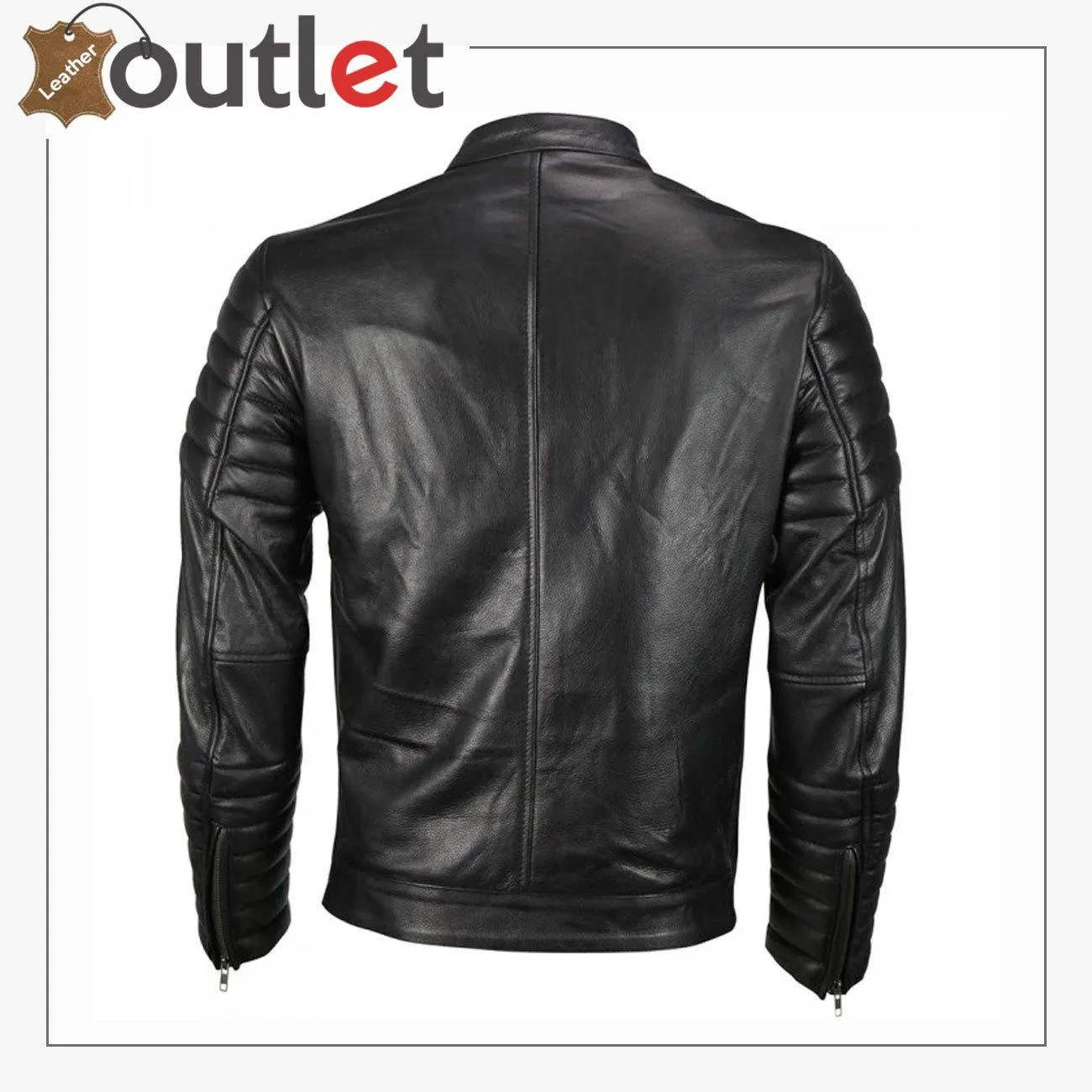 Mens Moto Snap Collar Biker Fashion Leather jacket