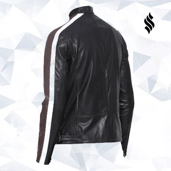 Multi Color Goat Leather Fashion Biker Jacket for Men