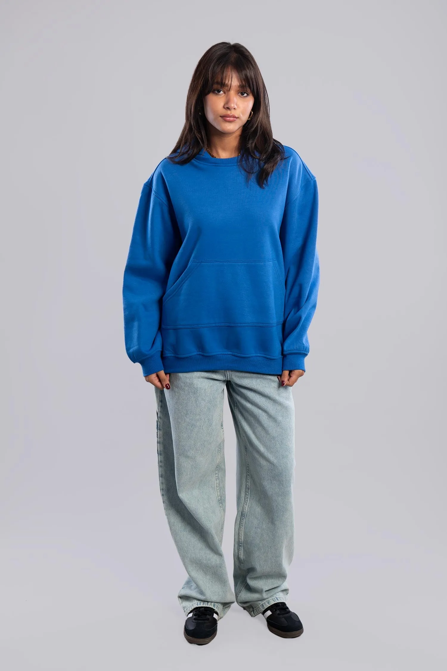 Oversized Hoodie With Pocket - Azul