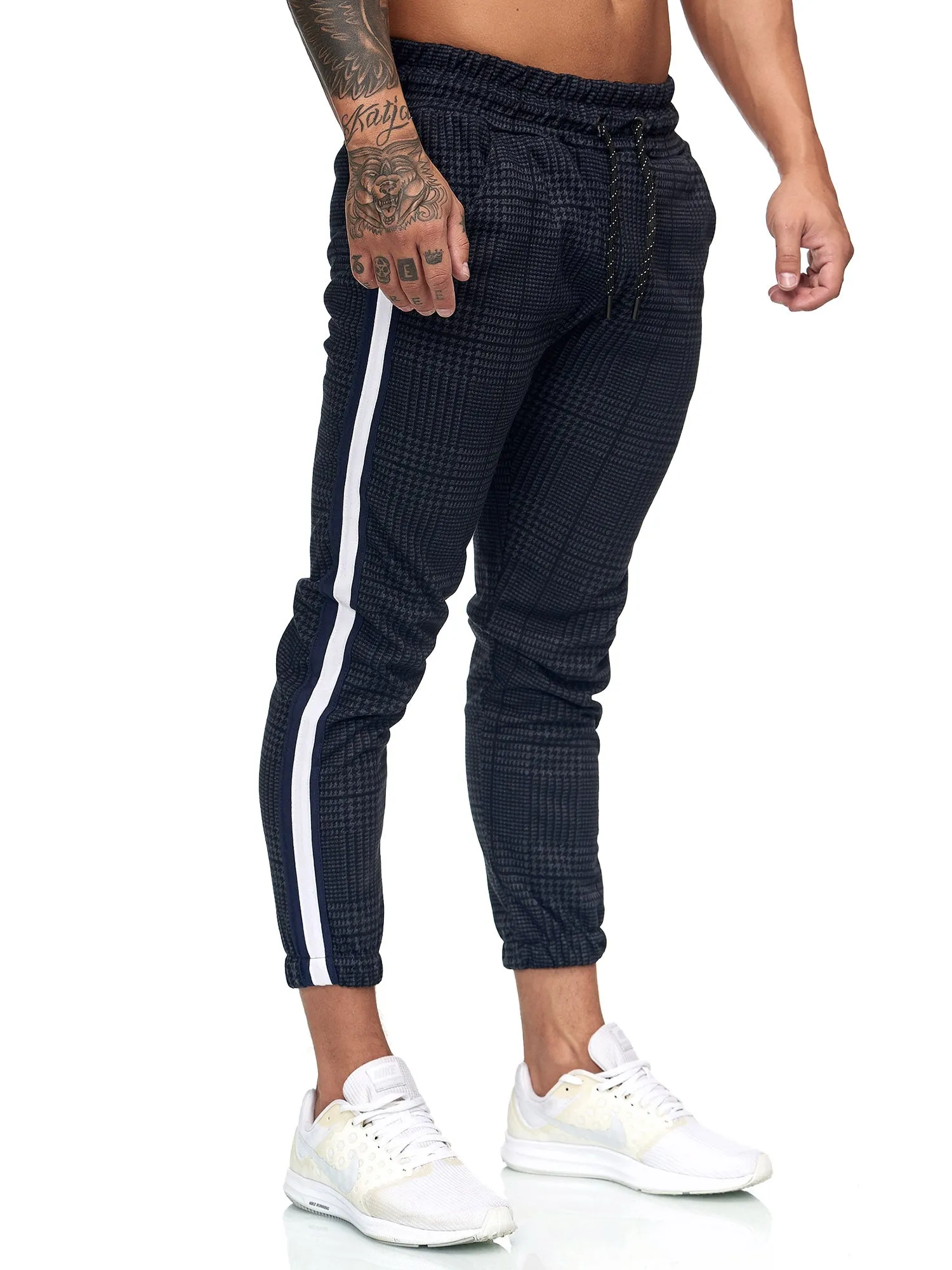 Patta Plaid Sweatpants Joggers - Navy White X0008C