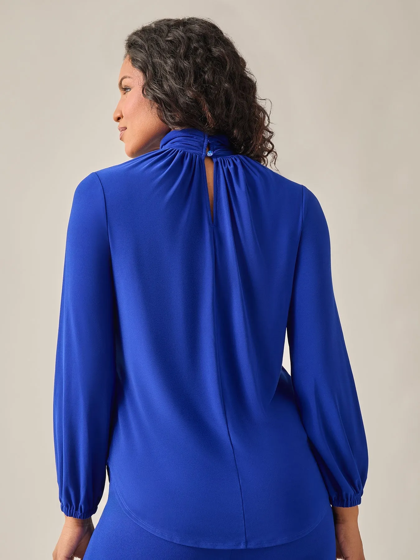 Plus Size Twist Neck Knit Blouse, Royal Signature