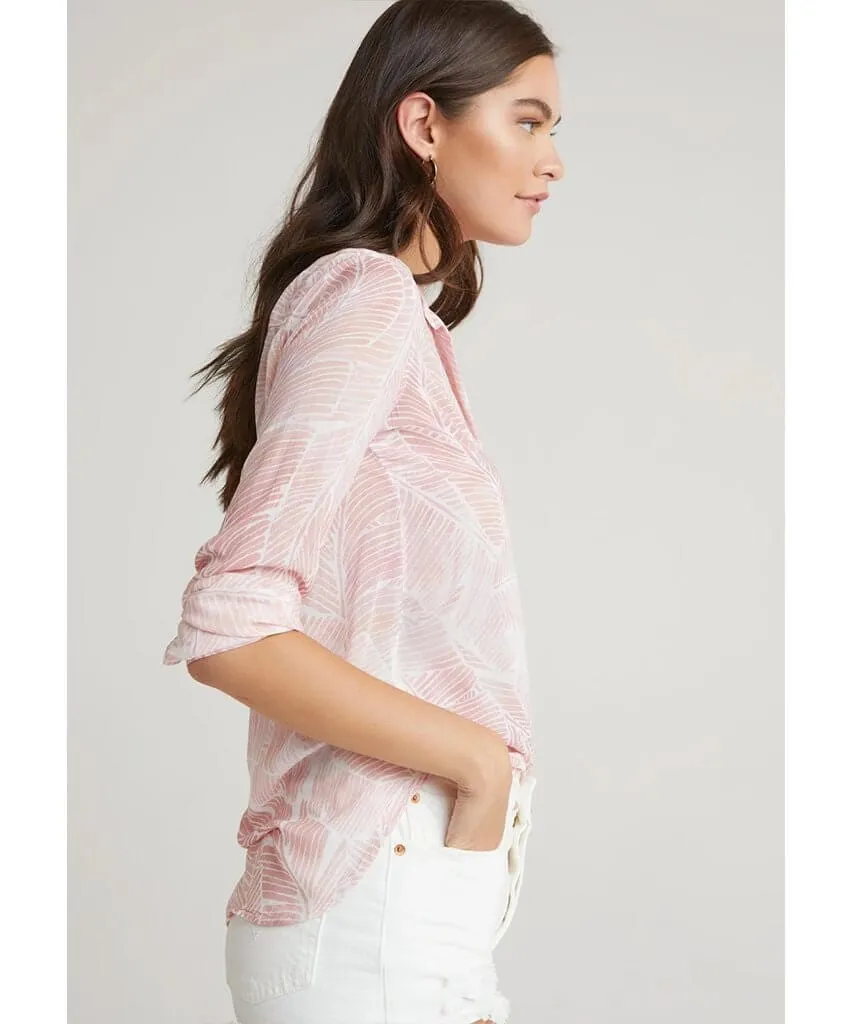 Pocket Button Down Coral Quartz Palm