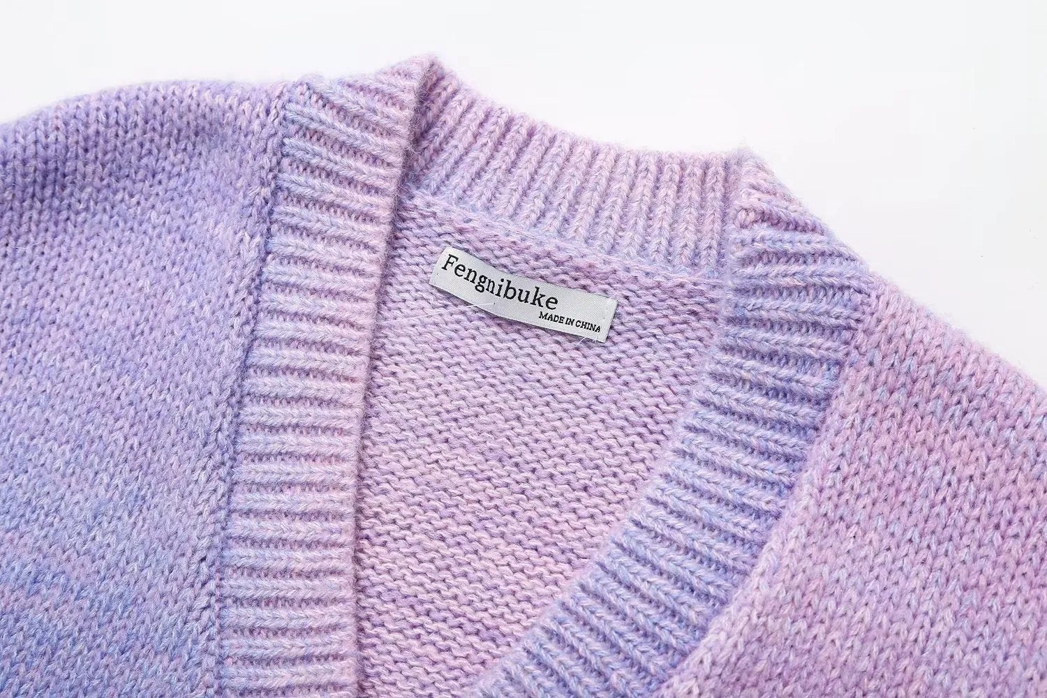 Pre Order:  Purple Knitted V-Neck Cardigan Sweater