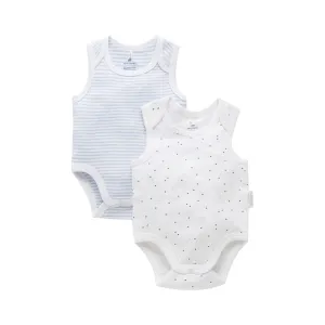 Purebaby Organic 2 Pack Singlet Bodysuit - Pale Blue Pack