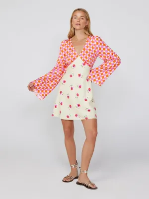 Rosalie Mixed Print Mini Dress