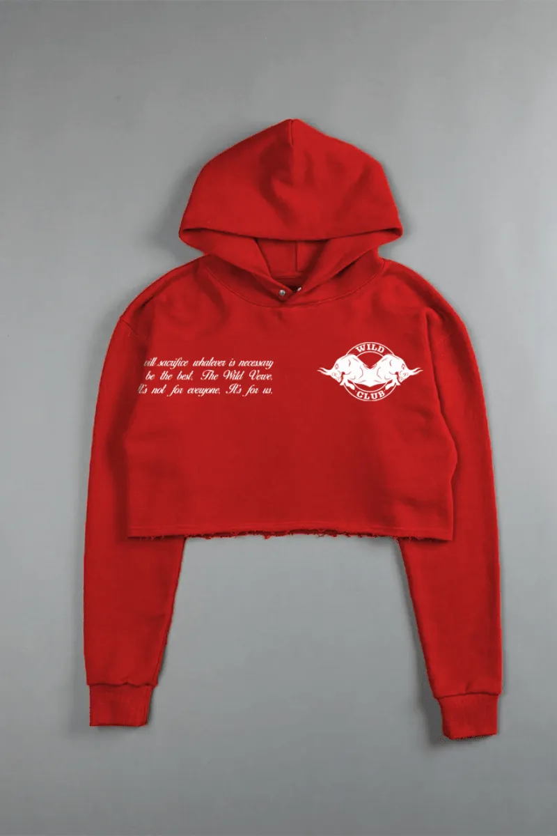 Signature White Bull (CROPPED) HOODIE IN RED