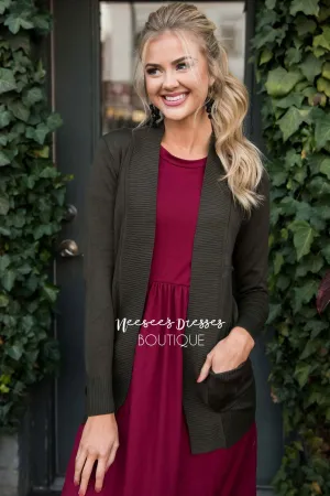 Simple Long Sleeve Pocket Cardigan