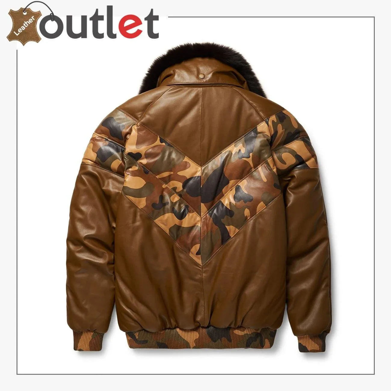 Stylish Color Brown V-Bomber Leather Jacket For Men