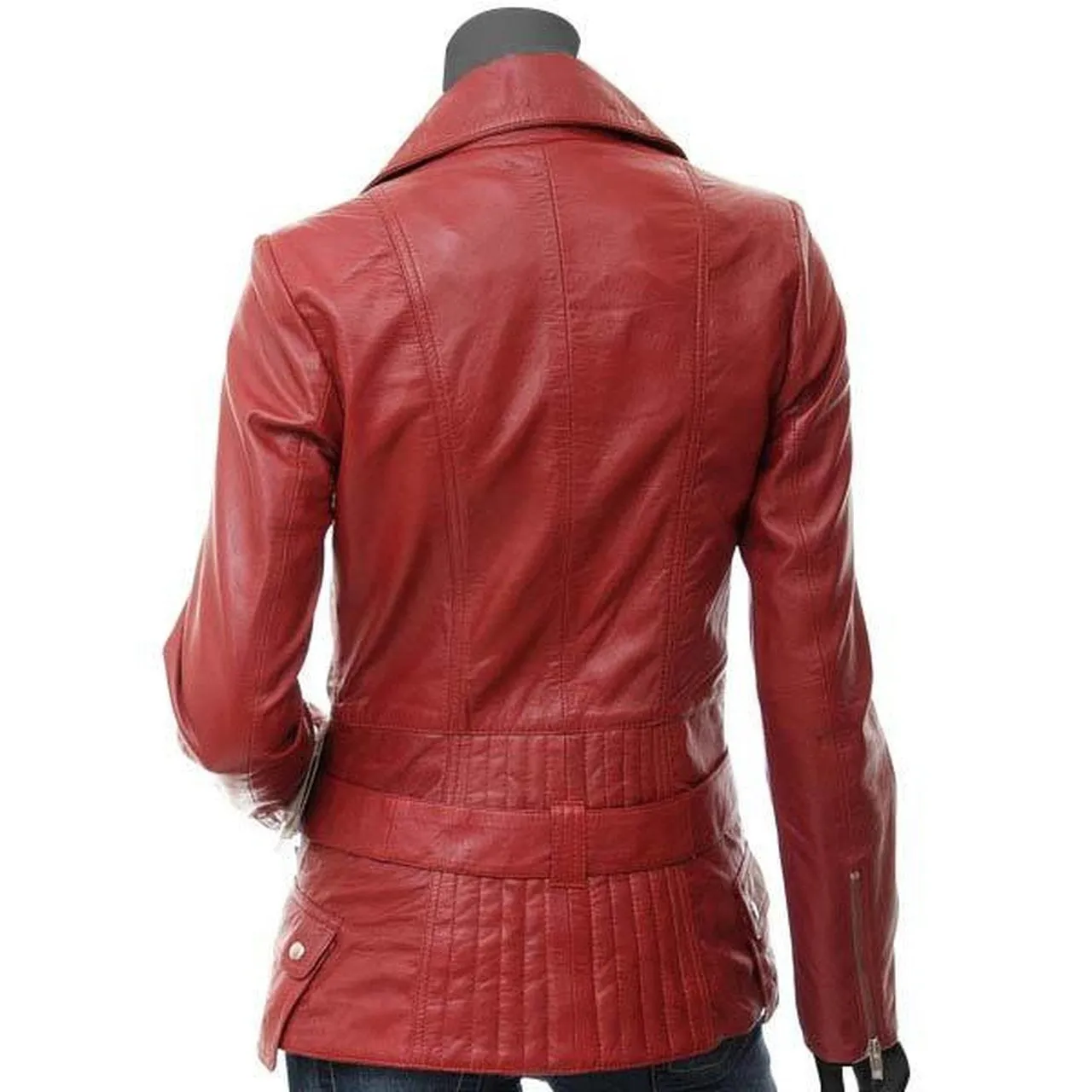 Stylish Red Leather Jacket for Women