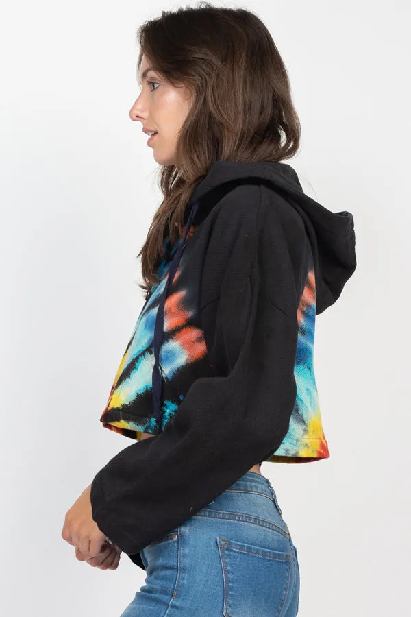 Tie-Dye Cropped Hoodie Jacket